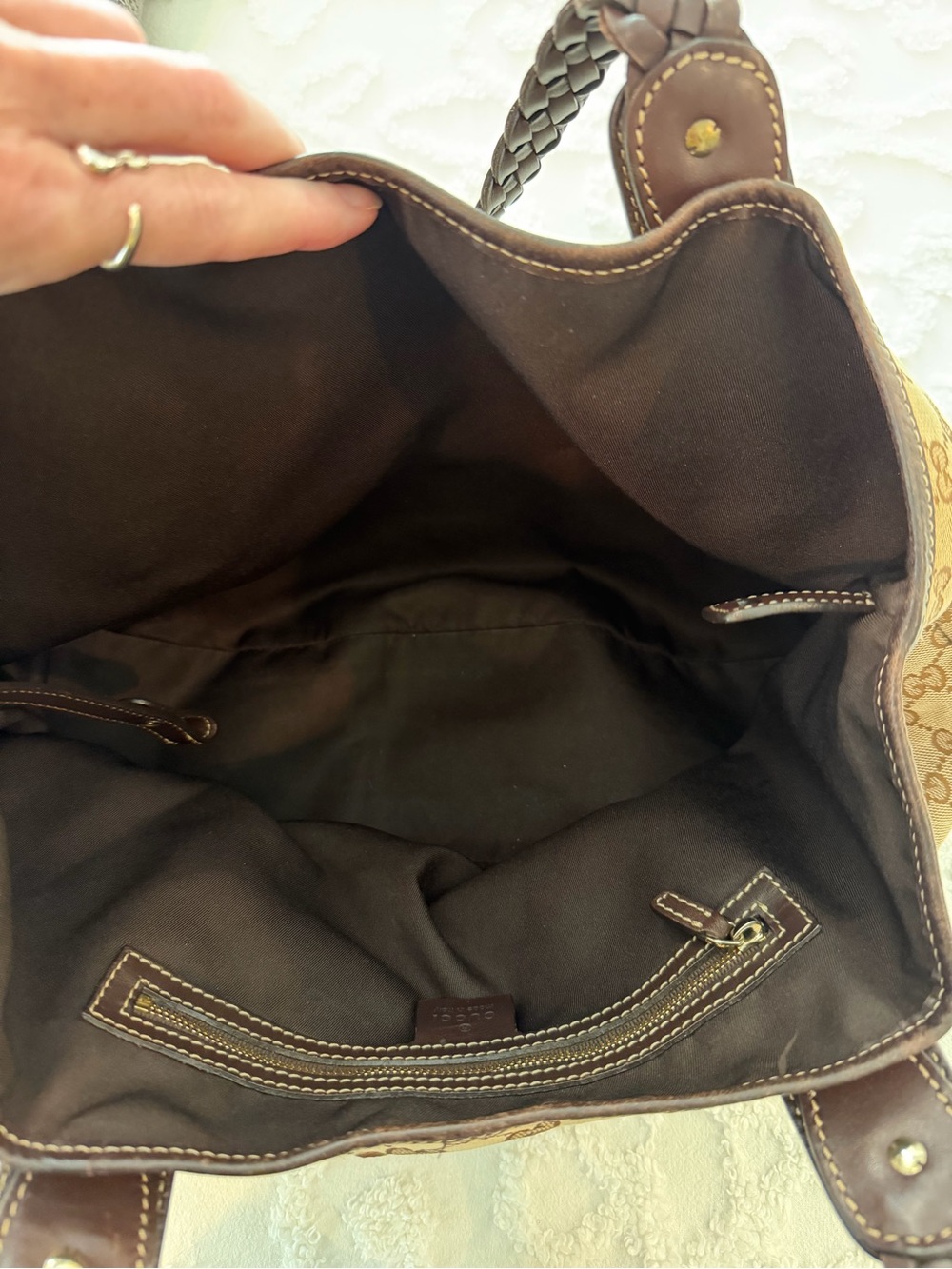 Gucci GG Canvas Braided-Handle Shoulder Bag - Picture 10 of 13